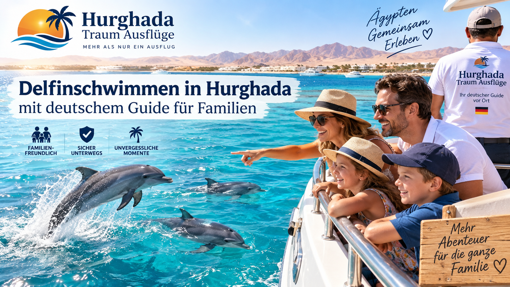 Delfinschwimmen in Hurghada mit deutschem Guide für Familien