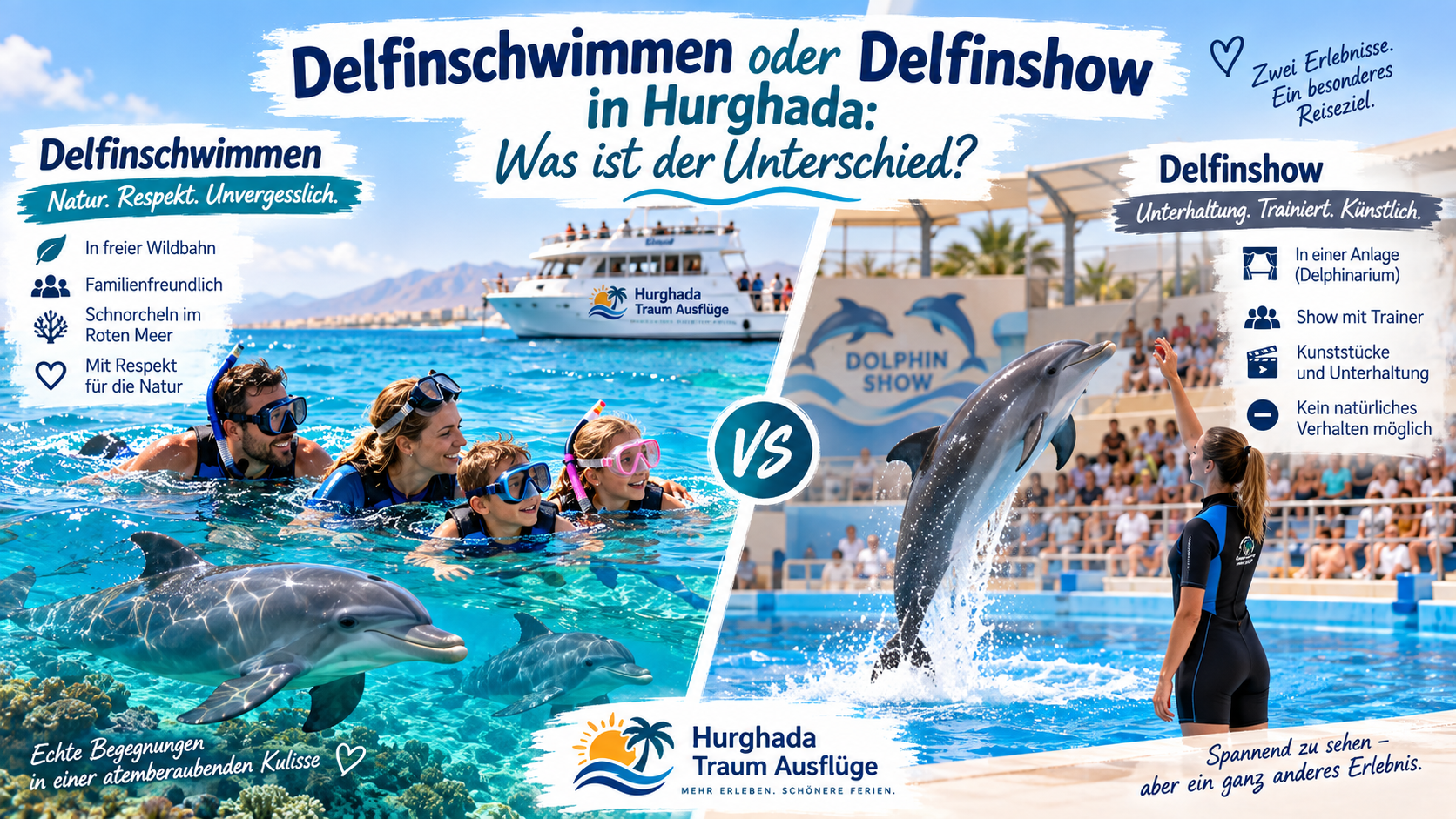 Delfinschwimmen oder Delfinshow in Hurghada Was ist der Unterschied
