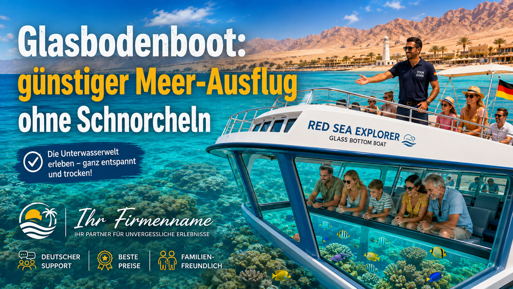 Glasbodenboot günstiger Meer-Ausflug ohne Schnorcheln