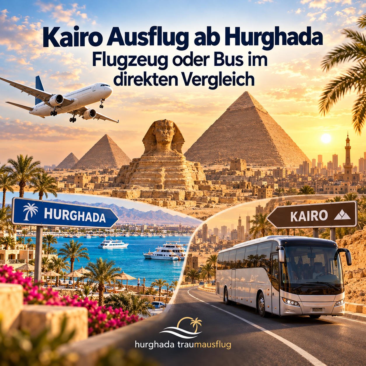 Kairo Ausflug ab Hurghada Flugzeug oder Bus für deutsche Urlauber