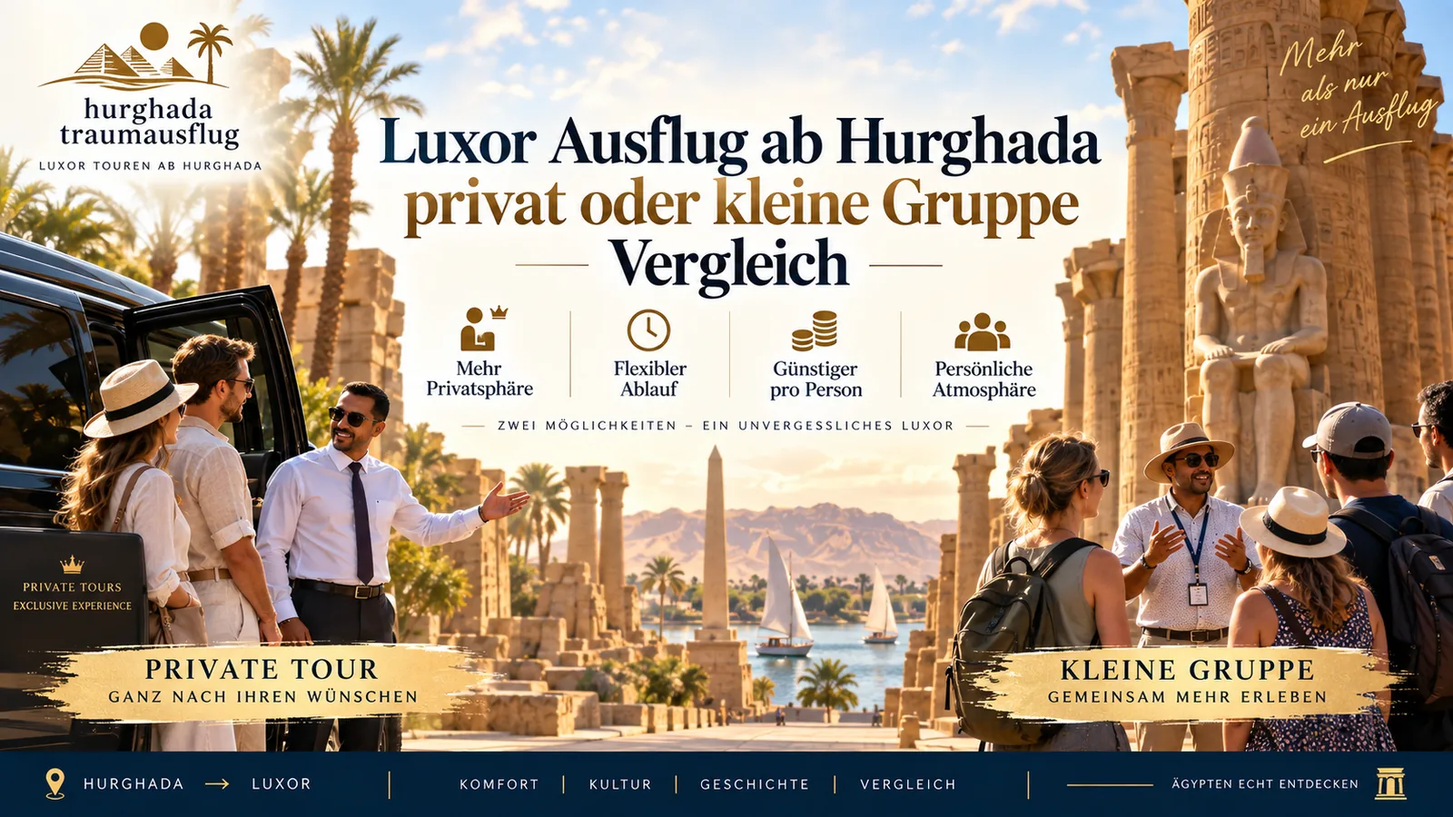 Luxor Ausflug ab Hurghada  privat oder kleine Gruppe Vergleich