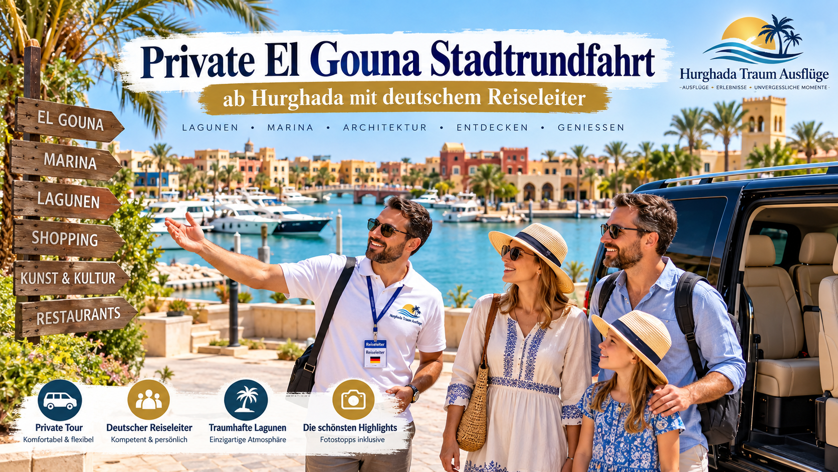 Private El Gouna Stadtrundfahrt ab Hurghada mit deutschem Reiseleiter