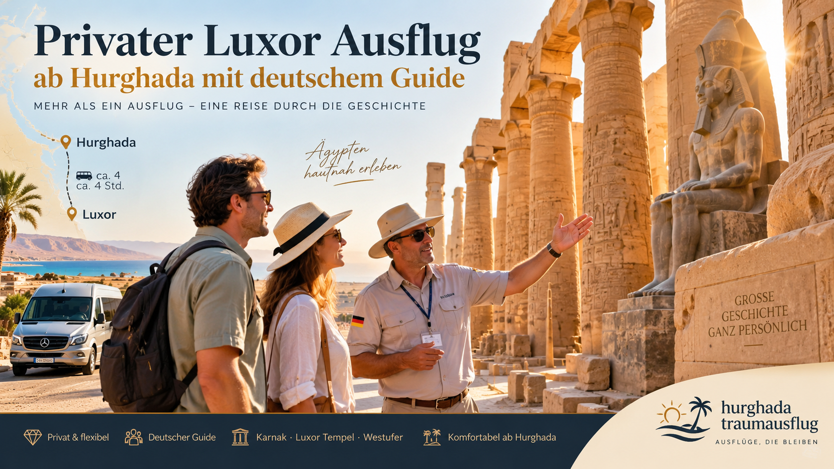Privater Luxor Ausflug ab Hurghada mit deutschem Guide