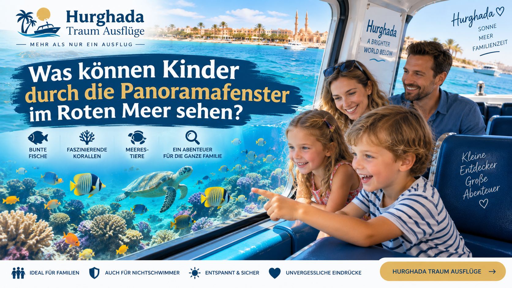 Was können Kinder durch die Panoramafenster im Roten Meer sehen