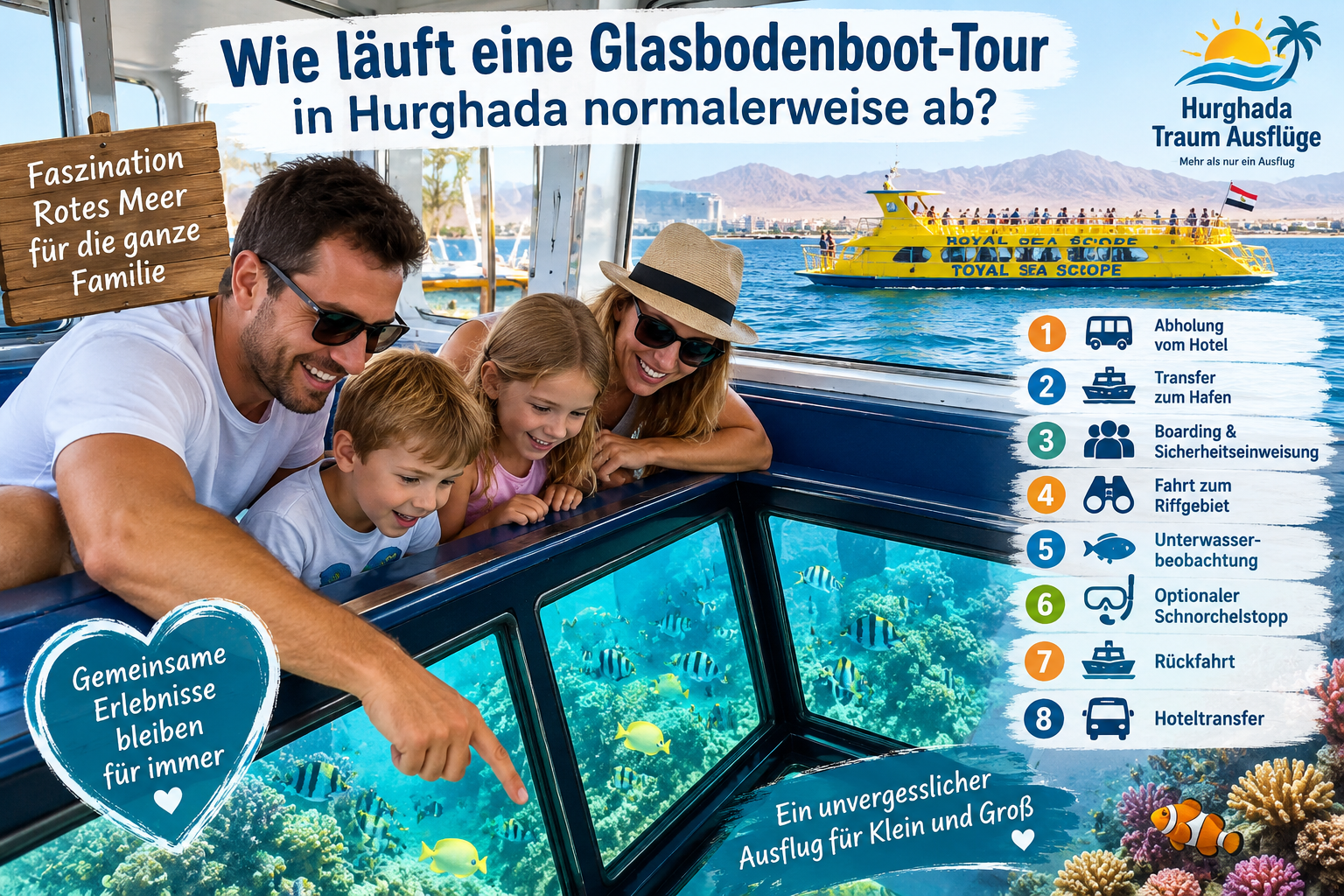 Wie läuft eine Glasbodenboot-Tour in Hurghada normalerweise ab