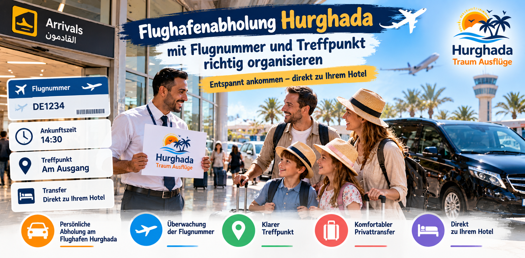 Flughafenabholung Hurghada mit Flugnummer und Treffpunkt richtig organisieren