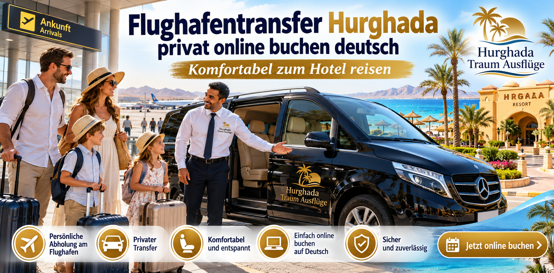 Flughafentransfer Hurghada privat online buchen deutsch – Komfortabel zum Hotel reisen