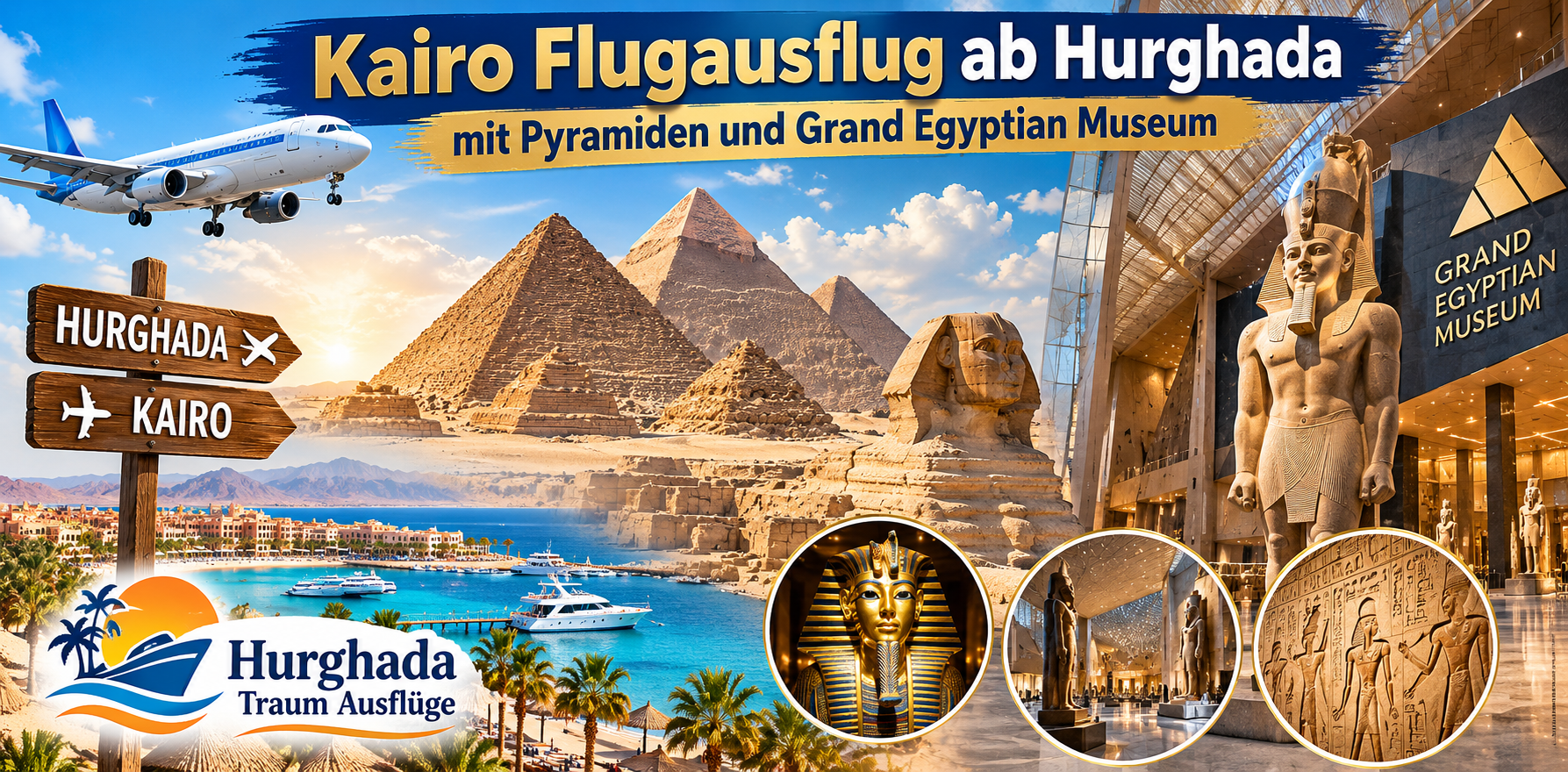 Kairo Flugausflug ab Hurghada mit Pyramiden und Grand Egyptian Museum