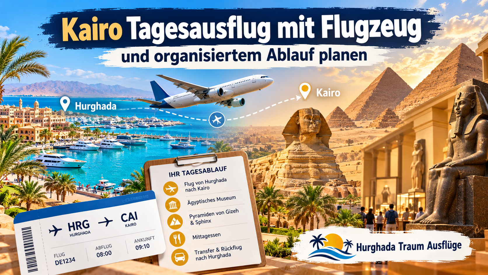 Kairo Tagesausflug mit Flugzeug und organisiertem Ablauf planen